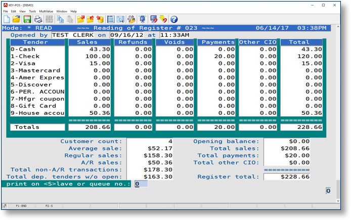 Register Closing & Balancing System